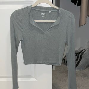 Teal notched long sleeve